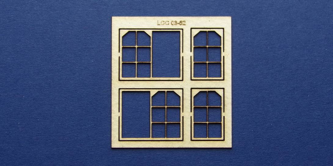 LCC 03-52 OO gauge set of windows for 03-22 to 03-25 type 2 Set of windows for signal box wall.